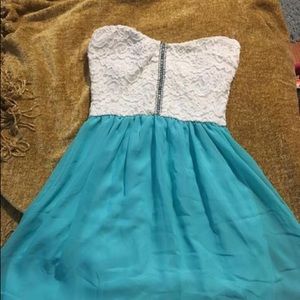 Aqua/white dress